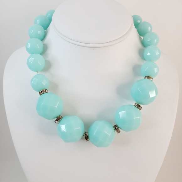 J. Crew Jewelry - J. Crew statement necklace with large pale teal acrylic beads retro look